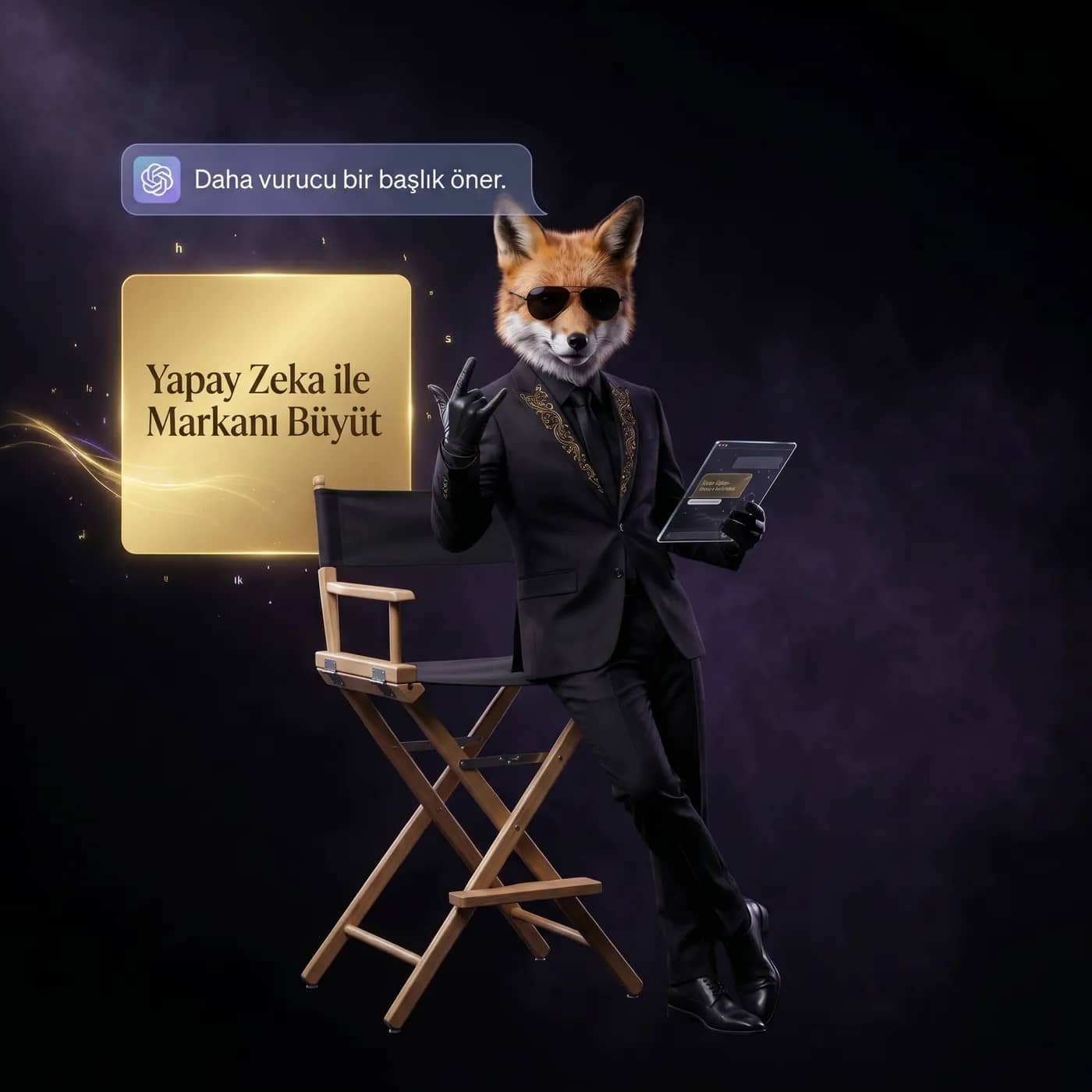 Lein Digital ChatGPT Reklam Ajansı — yapay zeka tilki maskotu otomatik optimize edilen reklam panelini yönetiyor
